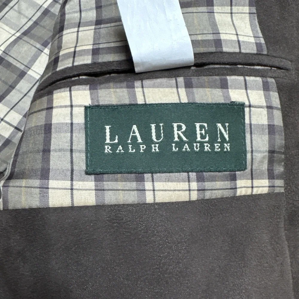 Lauren Ralph Lauren Sport Coat Mens‎ 42R Faux Suede Leather Brown Blazer